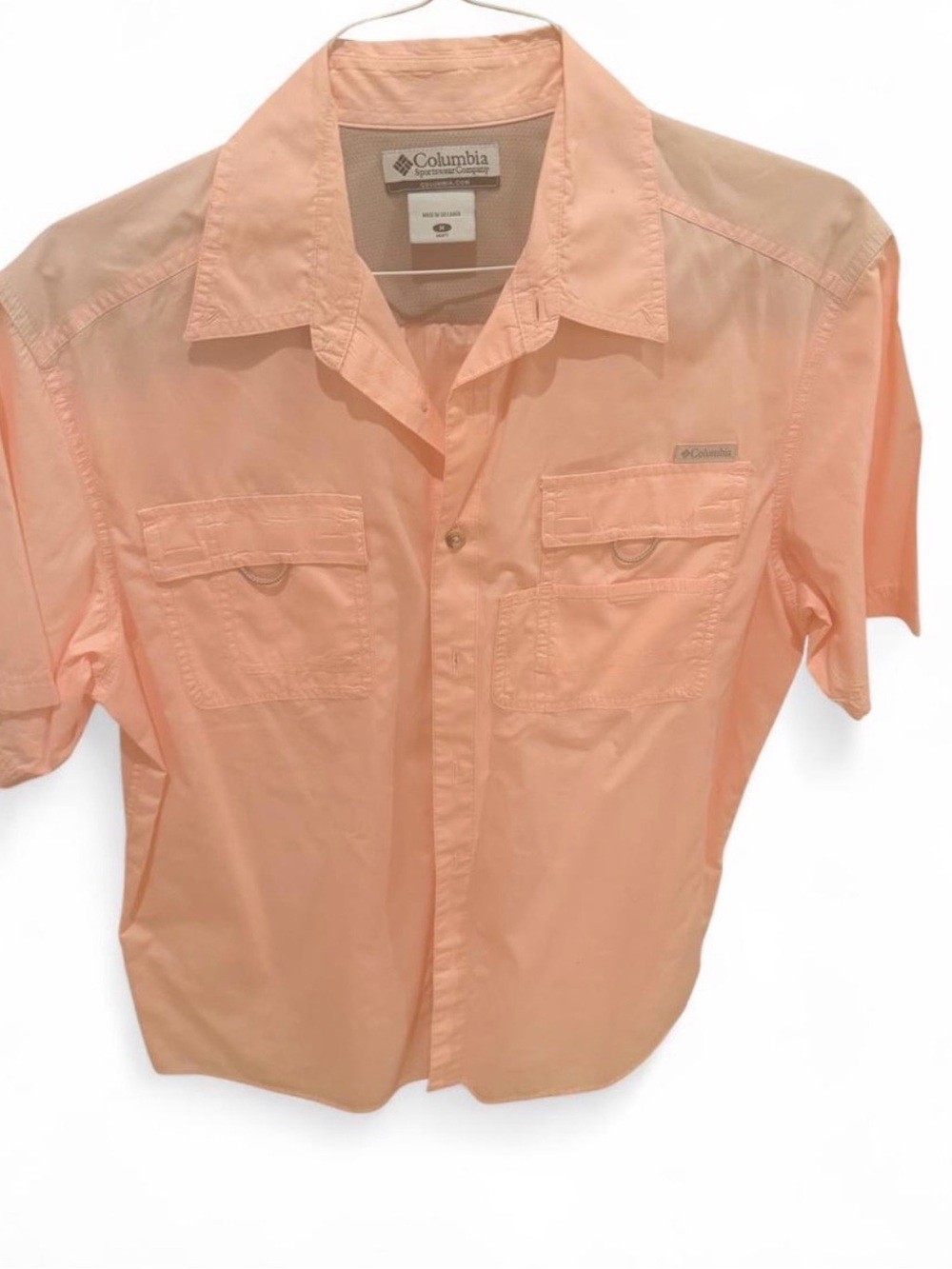 Columbia Men’s Short-Sleeve Button-Down Shirt — Peach